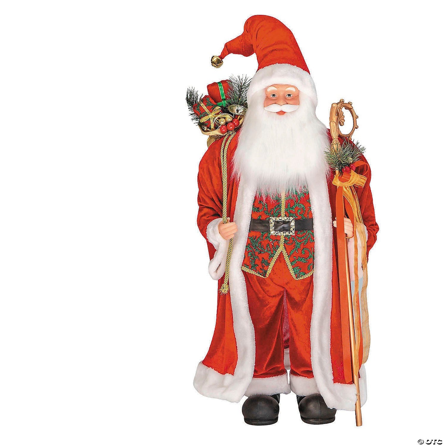 3.5 Ft Giant Classic Santa Figure with Staff Gift Bag Christmas Home Decoration