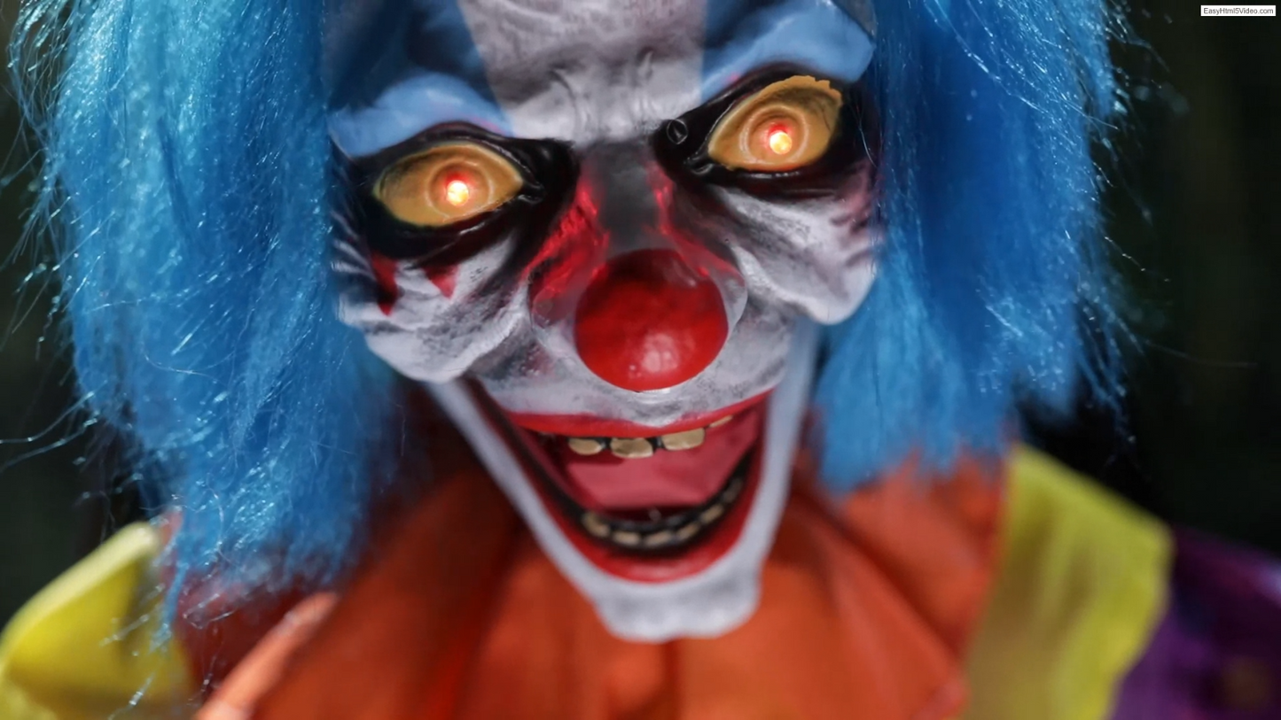 LifeSize 6 Ft Talking Evil Clown Animated Halloween Haunt Prop Decoration Spirit