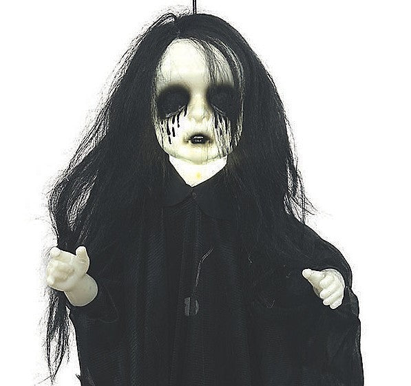 43" Hanging Undead Girl Haunted Doll Light Up Halloween Outdoor Haunt Decor Prop
