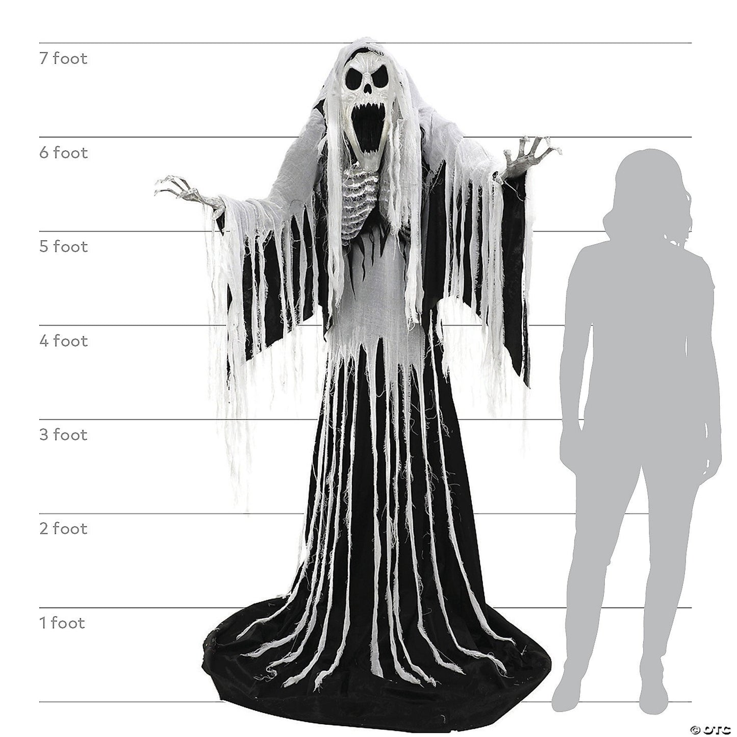 See Video LifeSize 7' Wailing Soul Cemetery Reaper Animated Halloween Haunt Prop