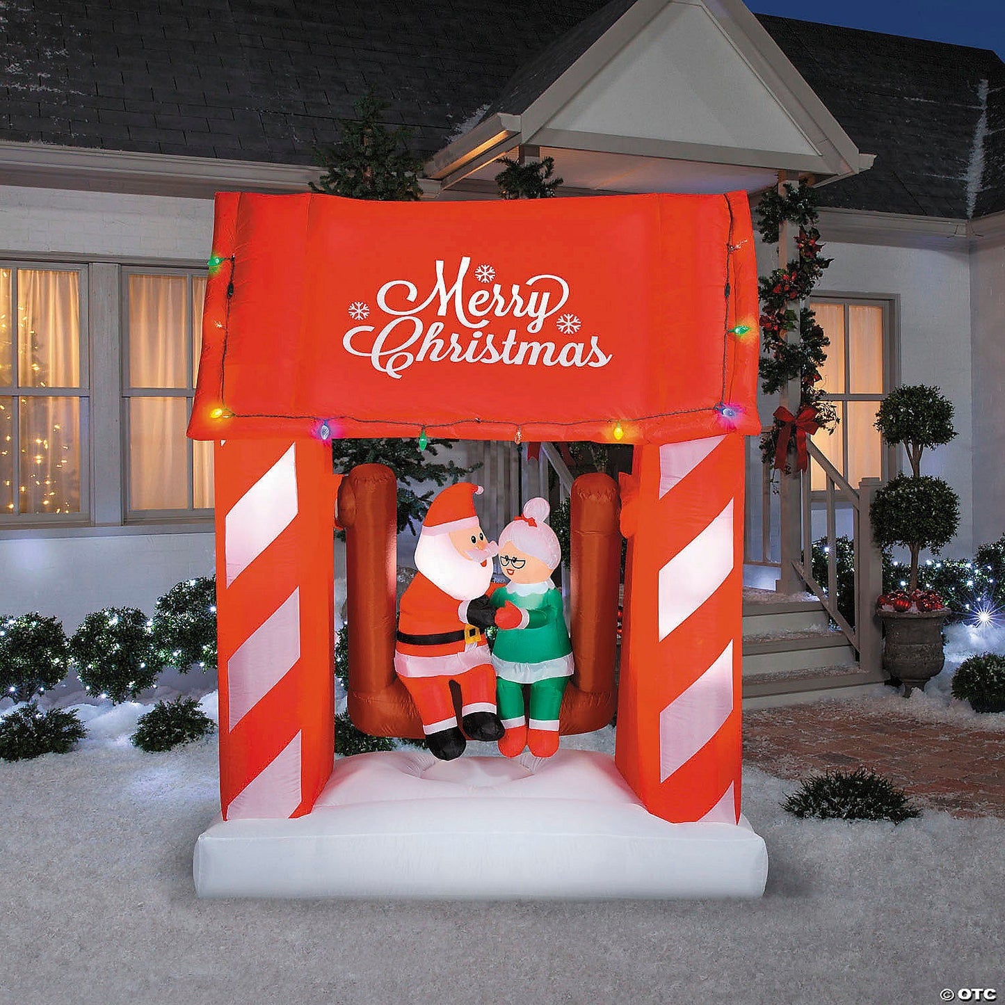 7 Ft Animated Mr & Mrs Claus Porch Swing Christmas Inflatable Outdoor Yard Decor