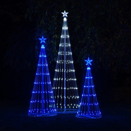 4' 6' 9' 12' Cool White Animated LightShow Cone Tree - 14 Modes