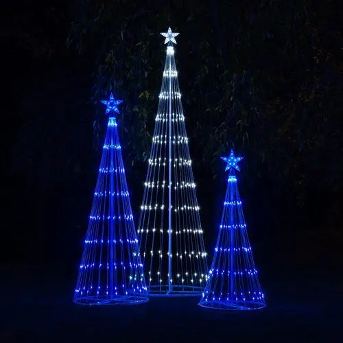 4' 6' 9' 12' Cool White Animated LightShow Cone Tree - 14 Modes