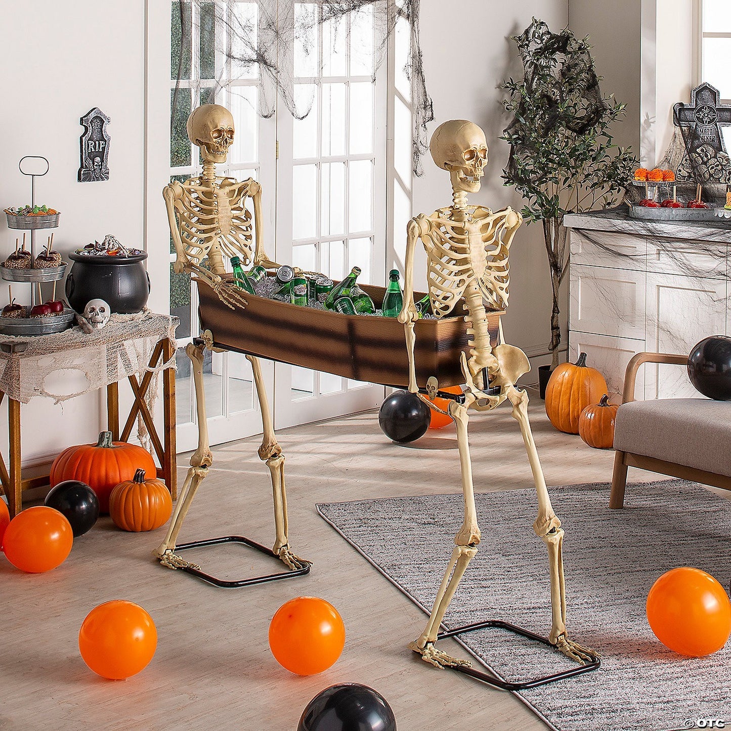 Skeletons Carrying Coffin Drink Ice Chest Party Halloween Decoration Prop Haunt