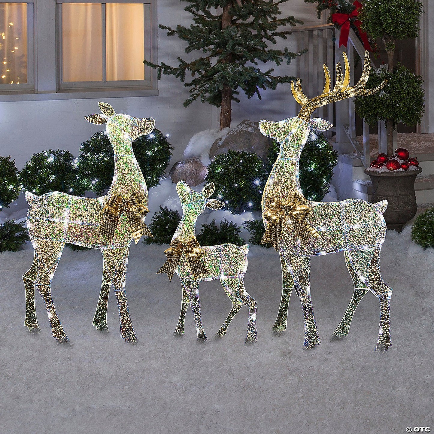51" Lighted Reindeer Set of 3 Christmas Outdoor Yard Decoration LED Lights Prop