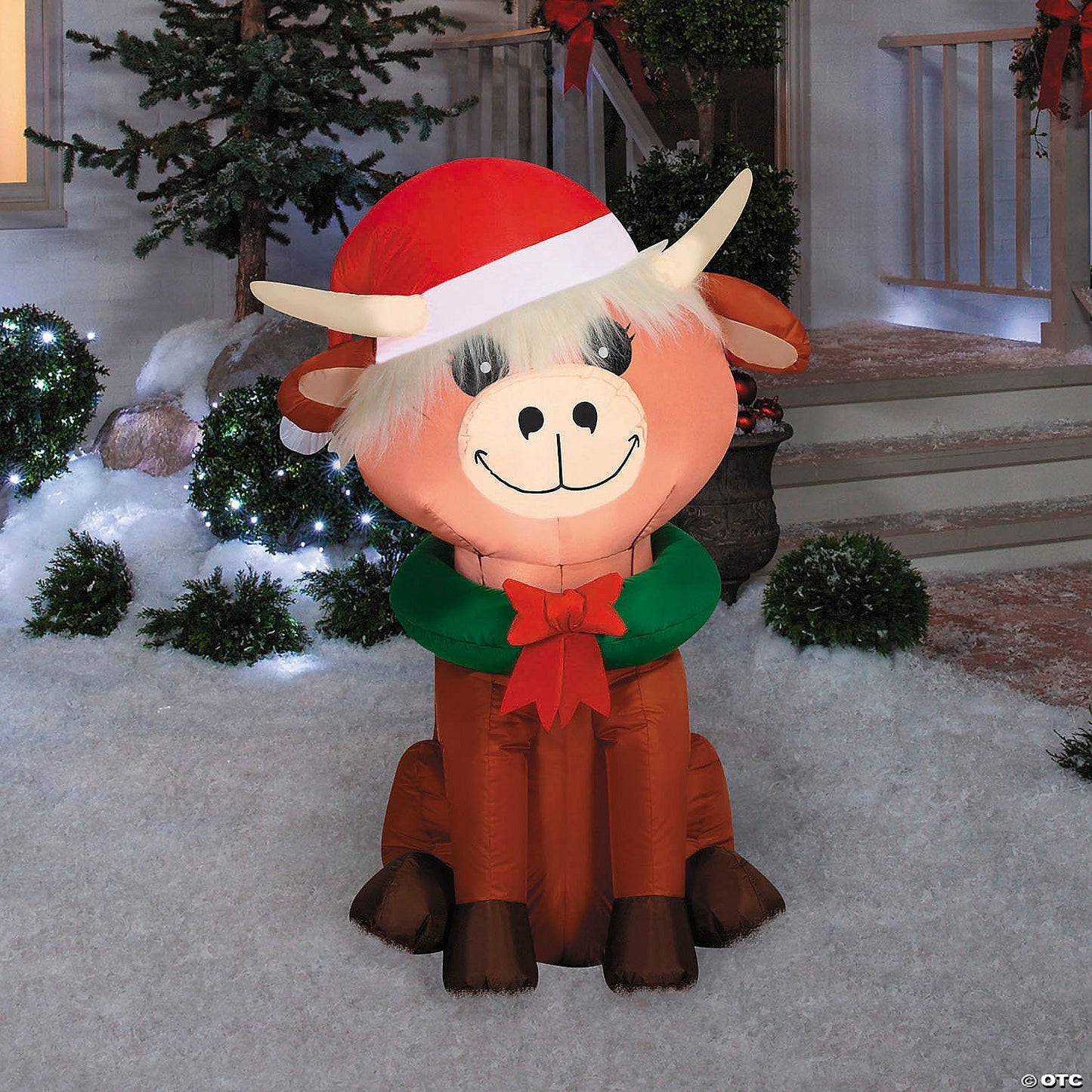 4 Ft Baby Highland Cow Christmas Lighted Inflatable Outdoor Yard Decoration