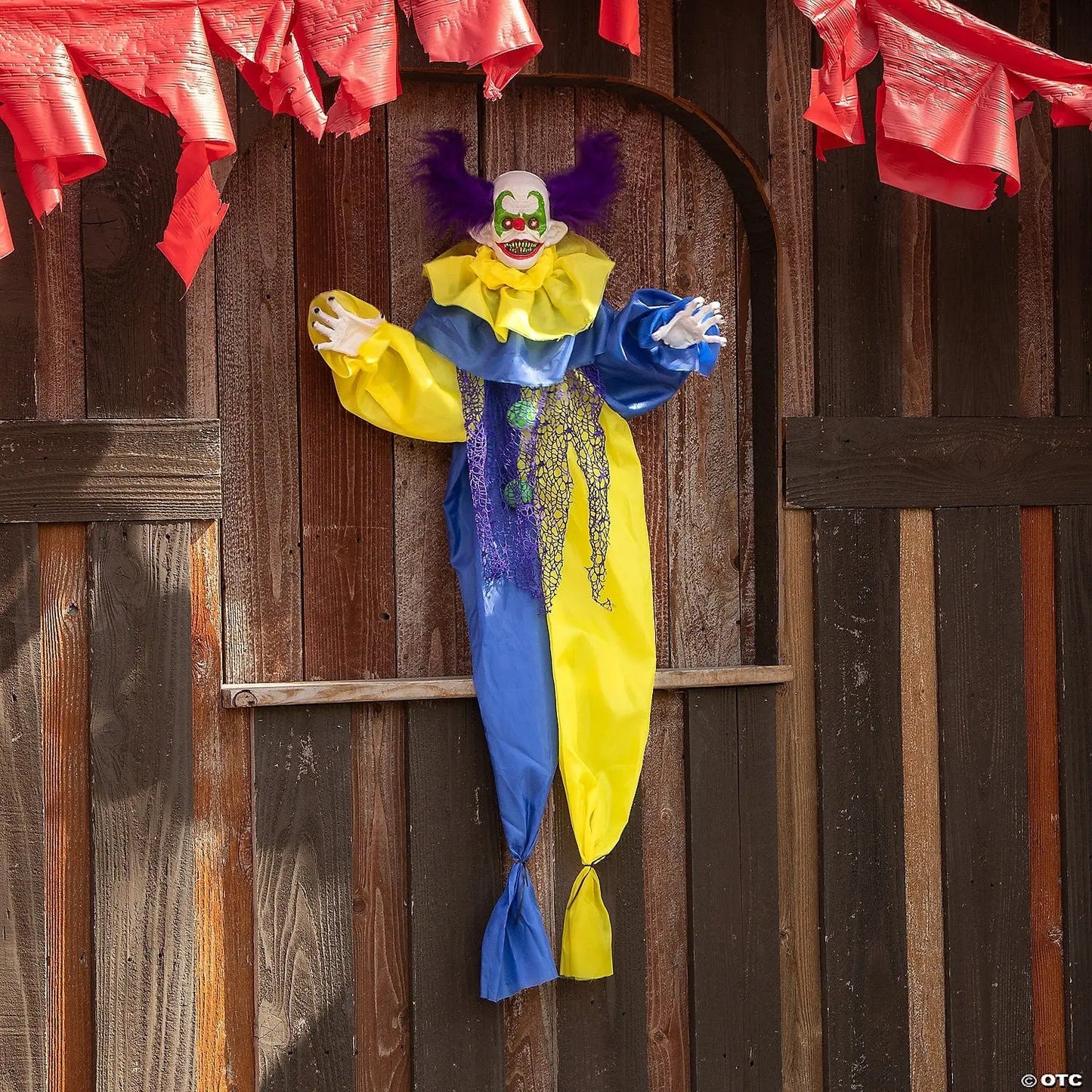 47" Hanging Killer Clown Animated Halloween decoration prop