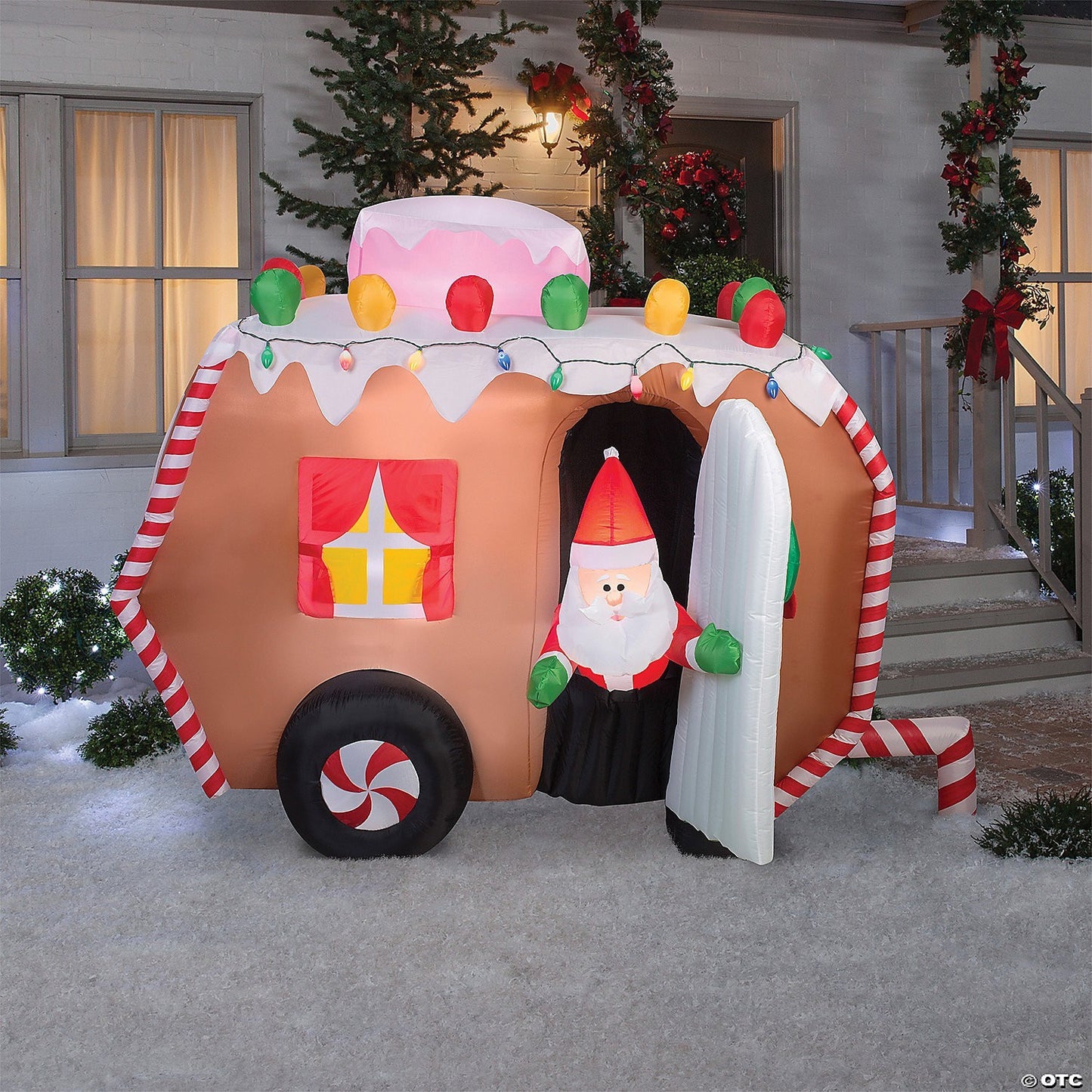 66" Animated Christmas Gingerbread Trailer Camper Inflatable Outdoor Decoration