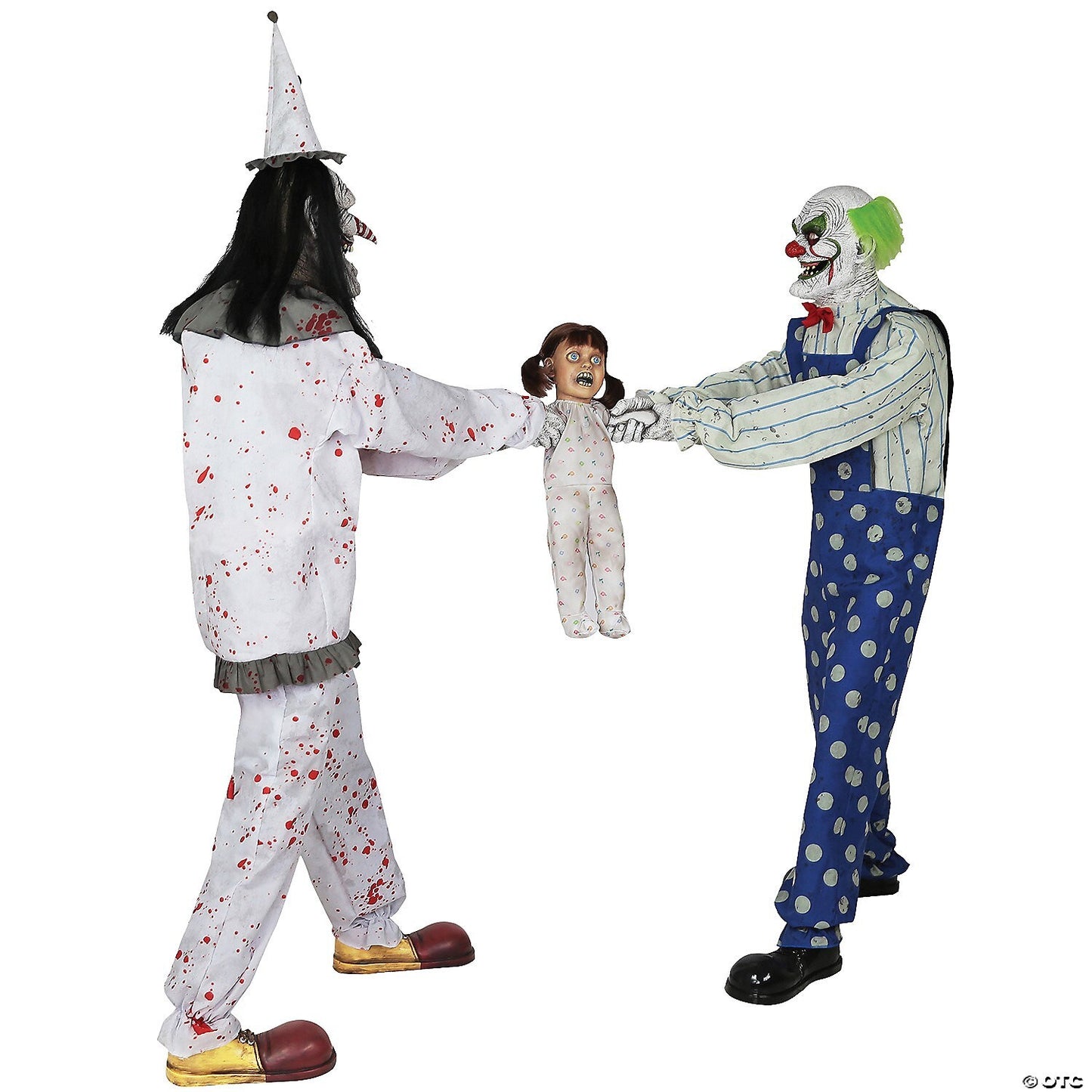 6 Ft Tug of War Clown w Kid Scary Animatronic Halloween Haunt Circus Decor Prop