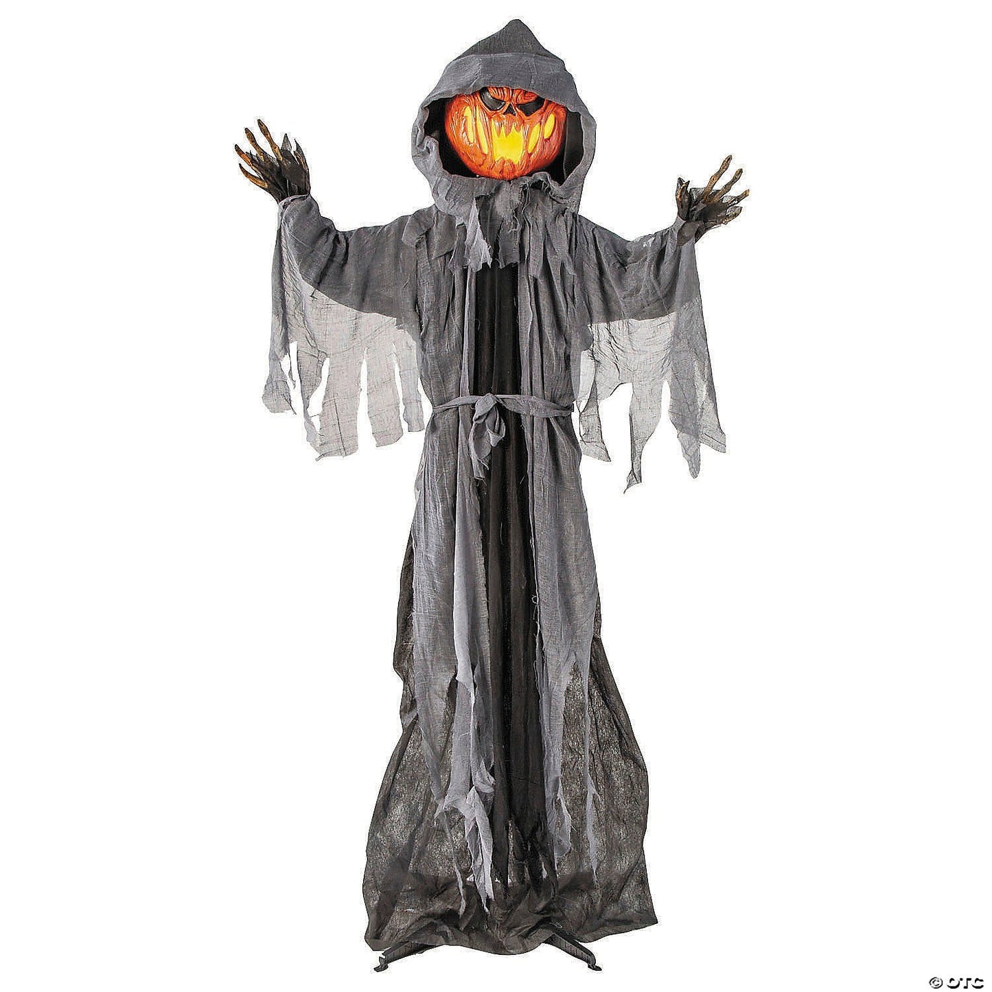 5 Ft 10in Animated Hood Cloak Pumpkin Man Halloween Decor Haunt Prop Spirit
