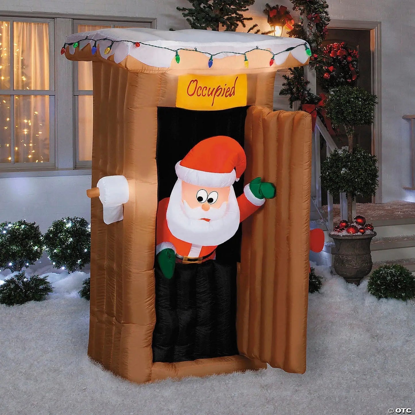 6 Ft Animated Santa in Outhouse Inflatable