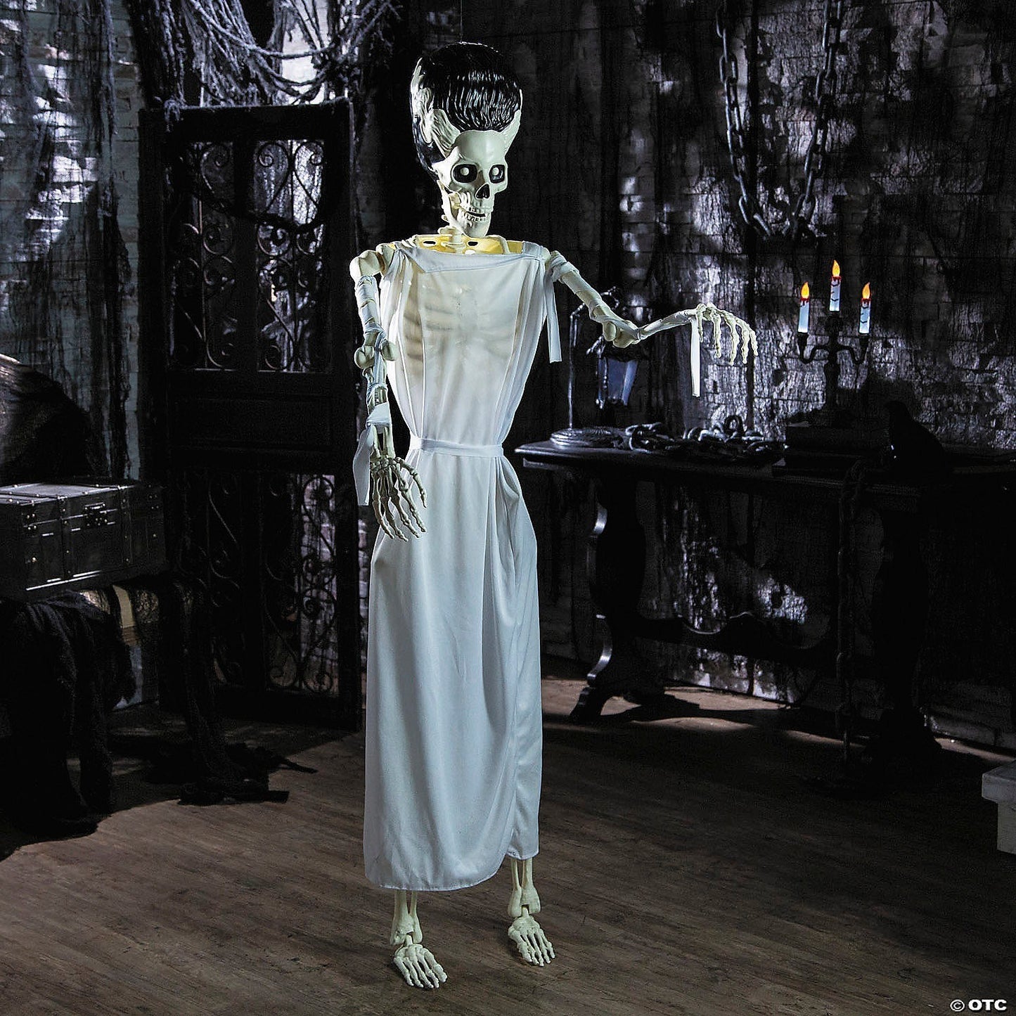 Life Size Frankenstein & Bride Skeleton Posable Halloween Decoration Haunt Prop