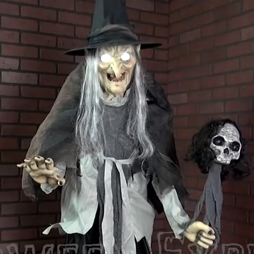6 Ft Lunging Haggard Witch Crone Talk Animatronic Halloween Haunted Prop Decor