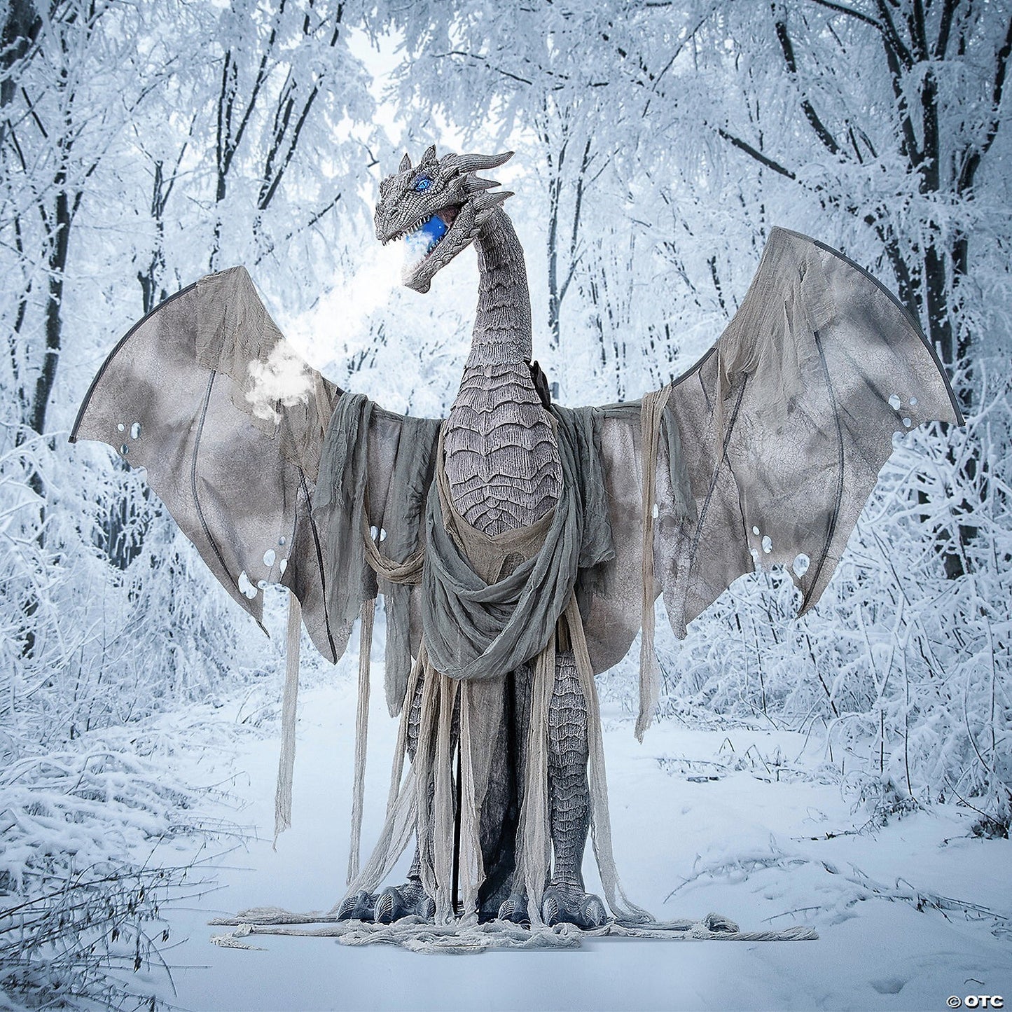 Life Size 7 Ft Winter Dragon Animatronic Outdoor Halloween Decoration Haunt Prop