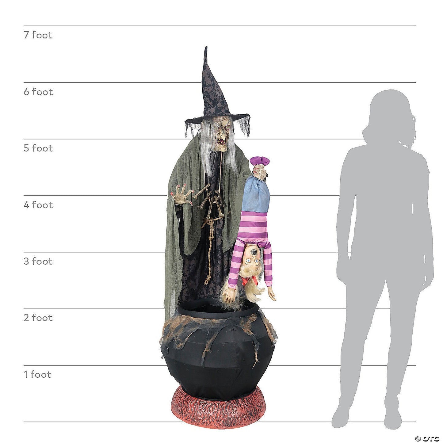 Life Size Stew Brew Witch w Kid Cauldron Animatronic Halloween Haunt Moving Prop