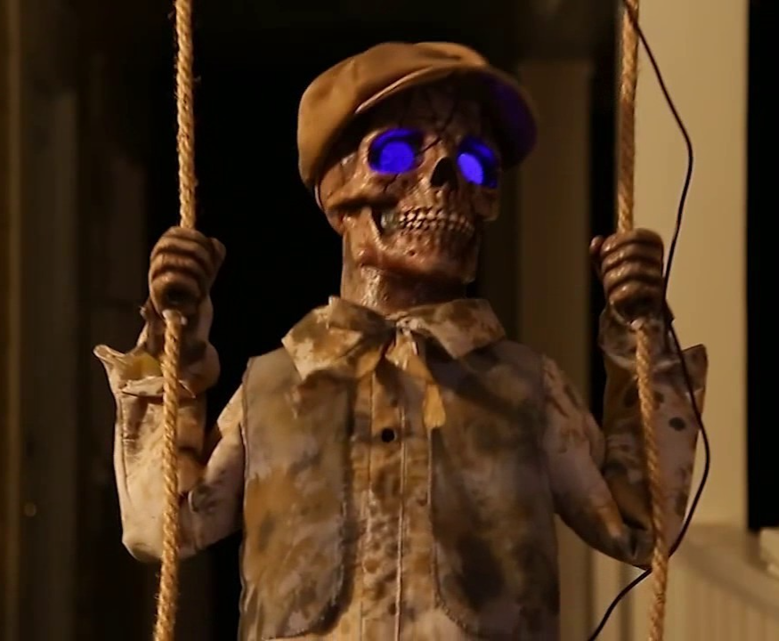 5Ft Swinging Skeleton Boy Evil Doll Ghost Animated Halloween Spirit Haunted Prop
