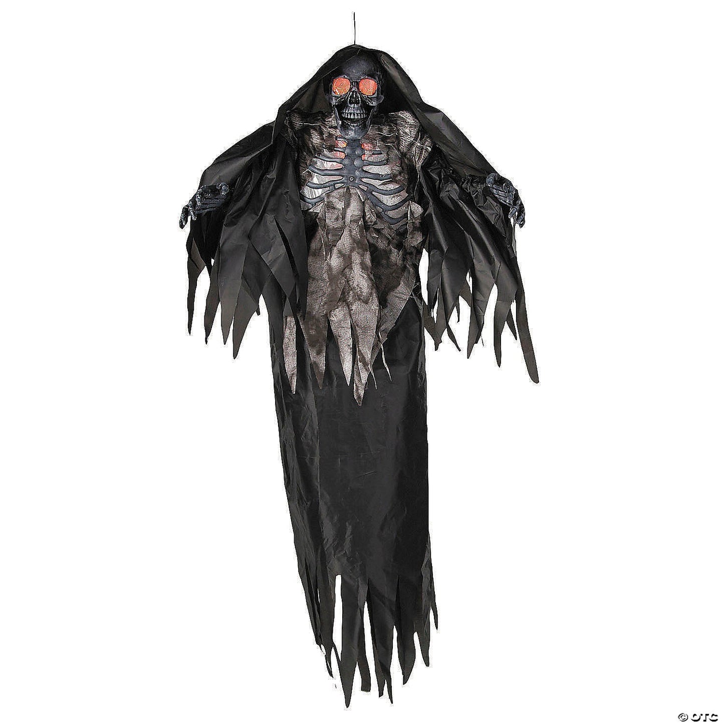 5.4 Ft Animated Black & Gray Skeleton Reaper Halloween Haunted Spirit Grave Prop