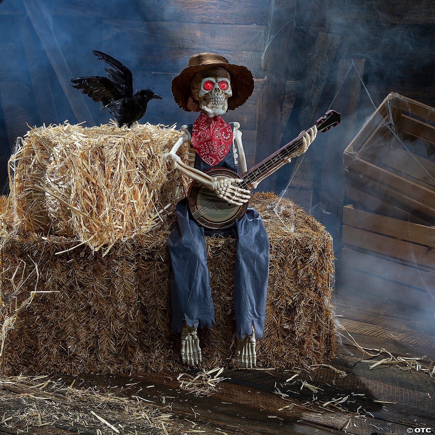39" Skeleton Playing Banjo Talking Animated Halloween Decor Haunt Prop Spirit