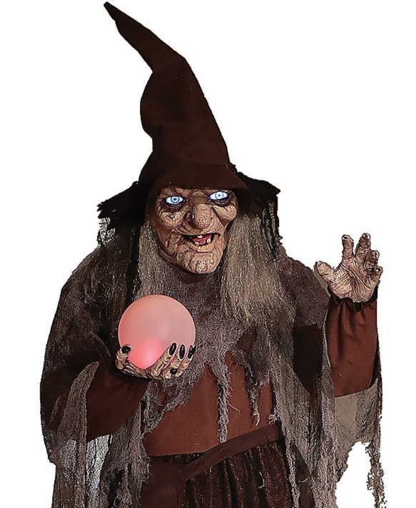 Life Size Soothsayer Witch Fortune Crystal Ball Animated Halloween Haunted Prop