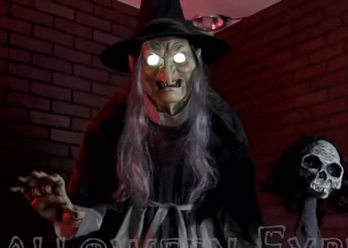 6 Ft Lunging Haggard Witch Crone Talk Animatronic Halloween Haunted Prop Decor