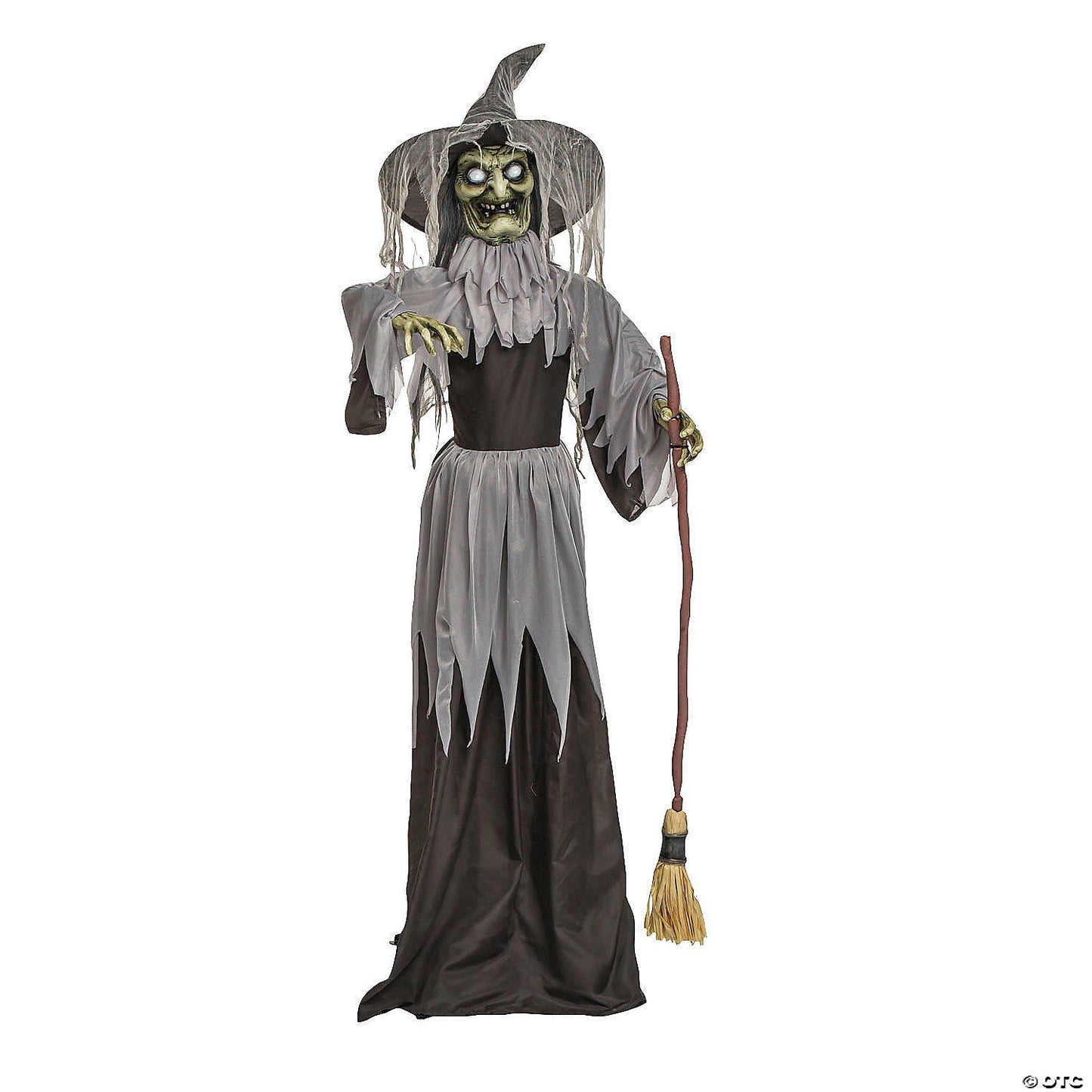 6 Ft Animated Witch with Broom Halloween Decoration Spirit Haunted Prop 2025