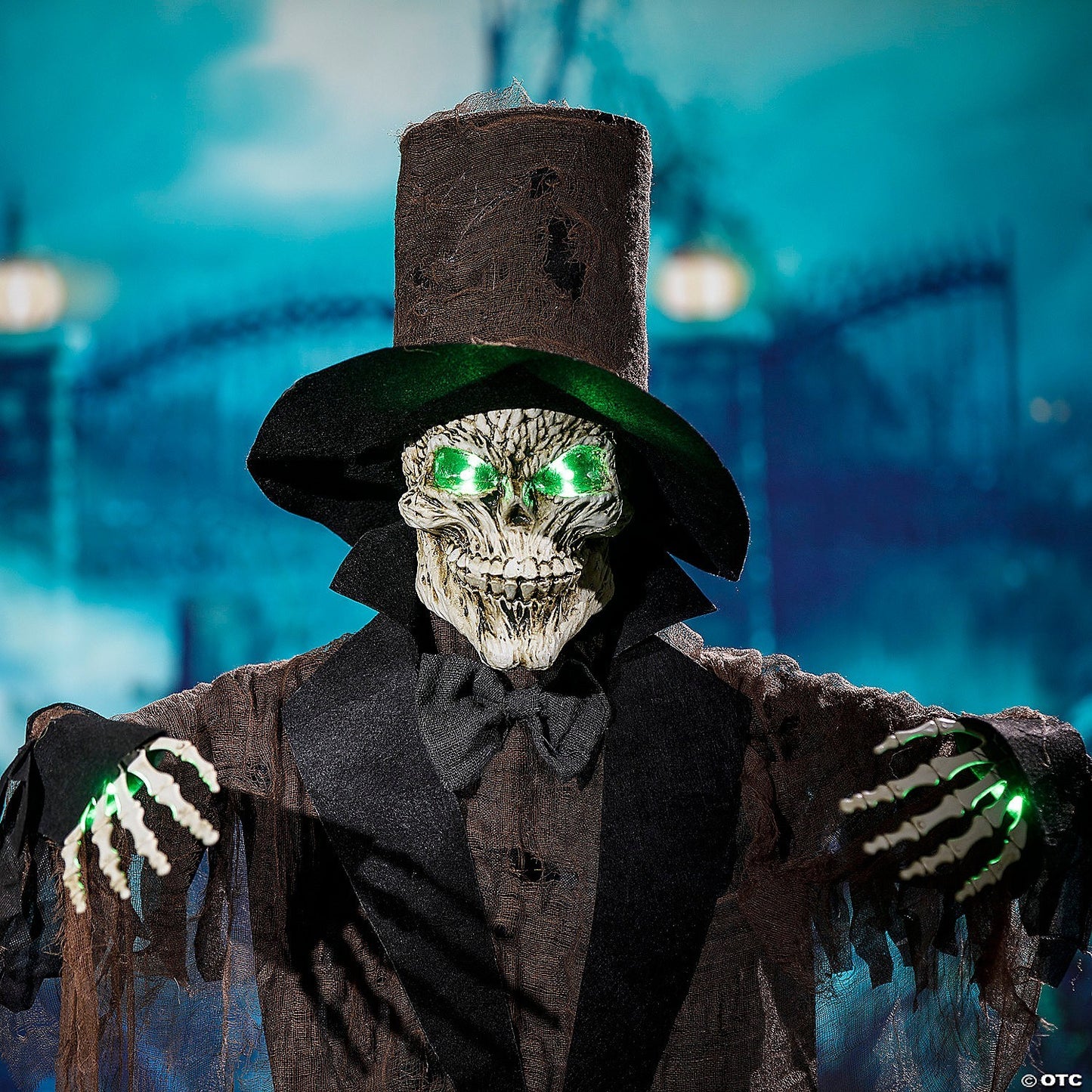 66" Animated Halloween Black Hat Skeleton Graveyard Cemetery Haunt Prop 2025