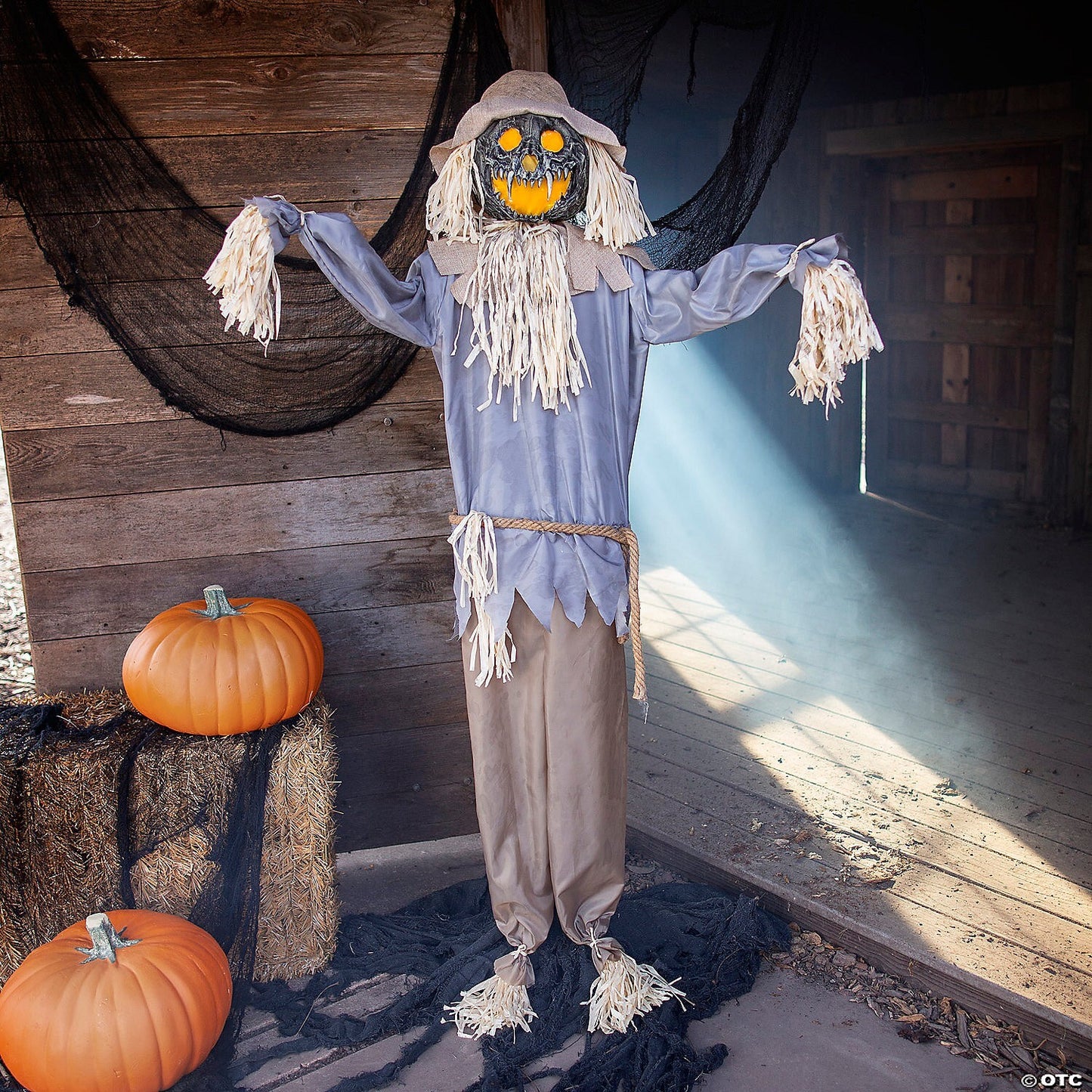 See Video! Life Size Scarecrow Pumpkin Ghoul Animated Halloween Haunt Prop Decor
