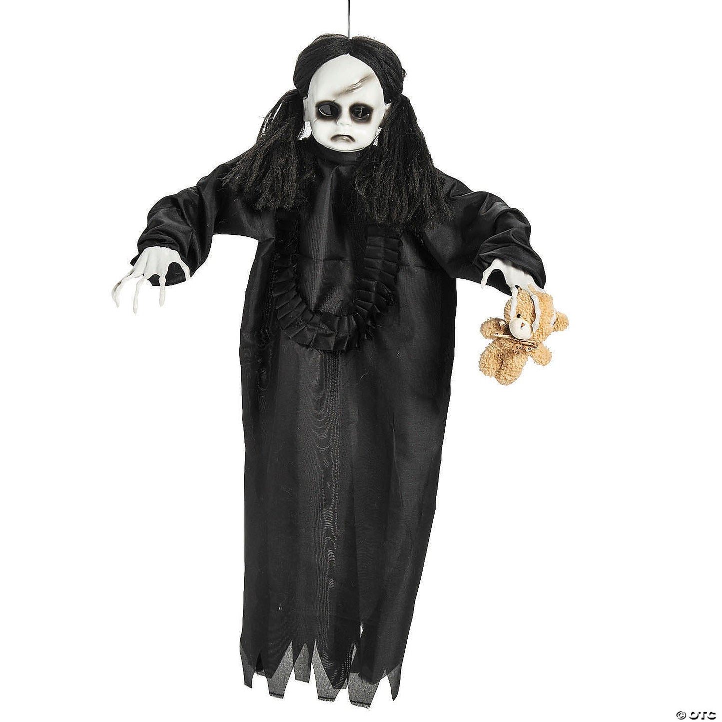 31" Talking Haunted Evil Goth Doll w Bear Halloween Prop Scary Spirit Decoration