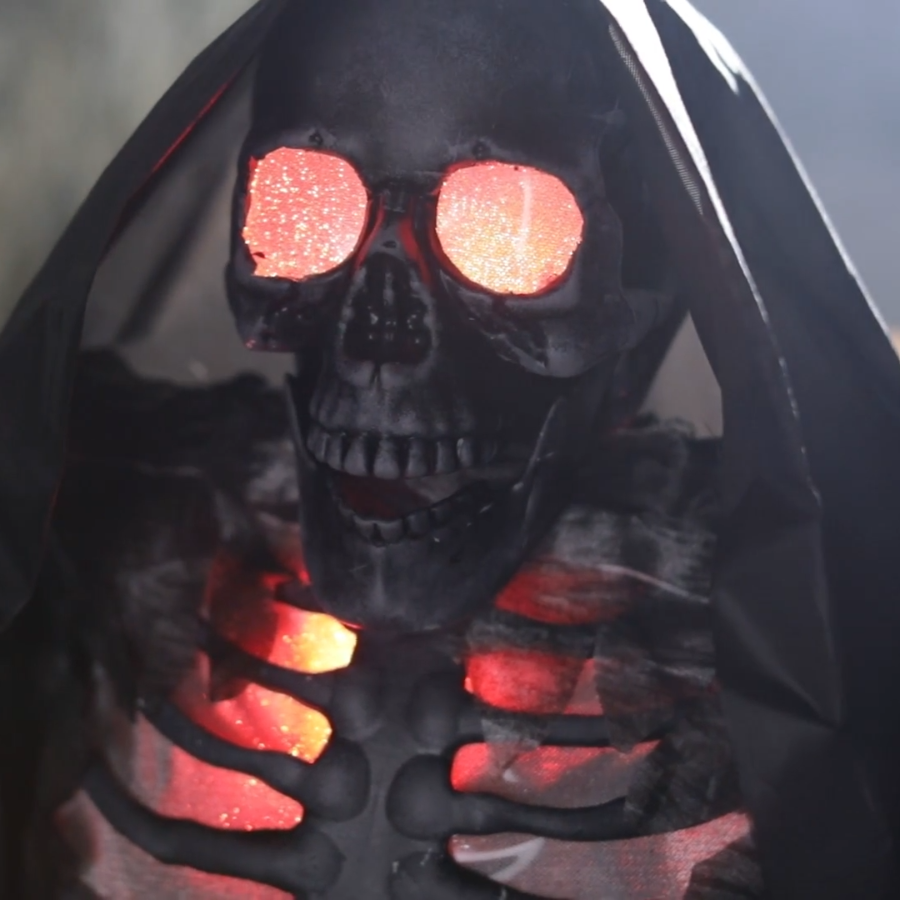 5.4 Ft Animated Black & Gray Skeleton Reaper