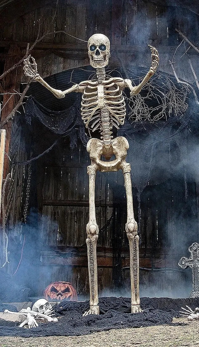 8 Ft Towering Skeleton with Projection Eyes