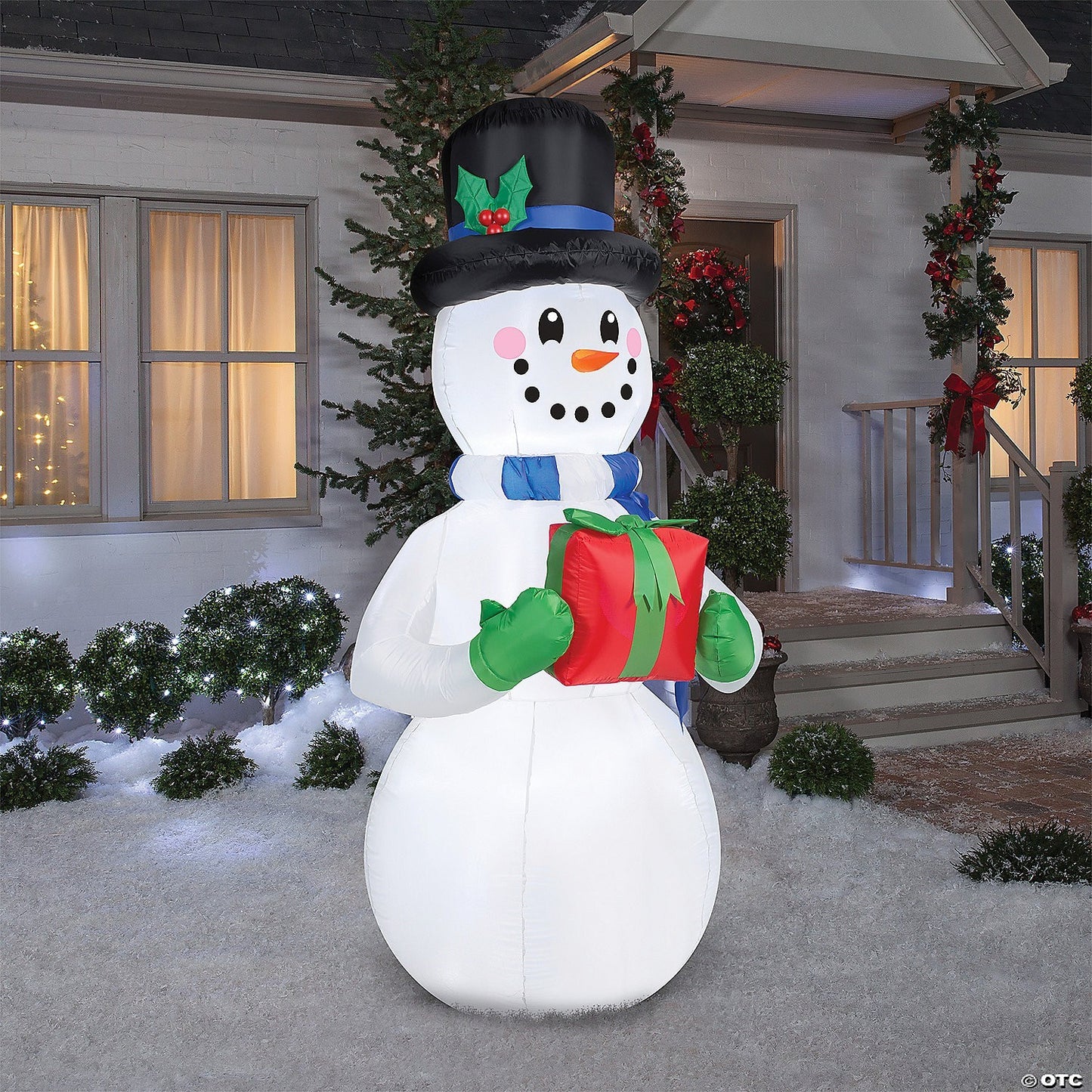 8 Ft Snowman with Gift Christmas Inflatable Outdoor Yard Decoration LED Lighted