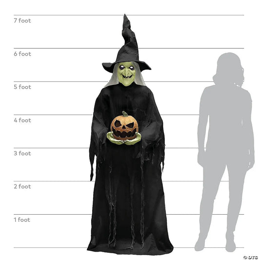 7 FT Green Witchy Witch ANimated