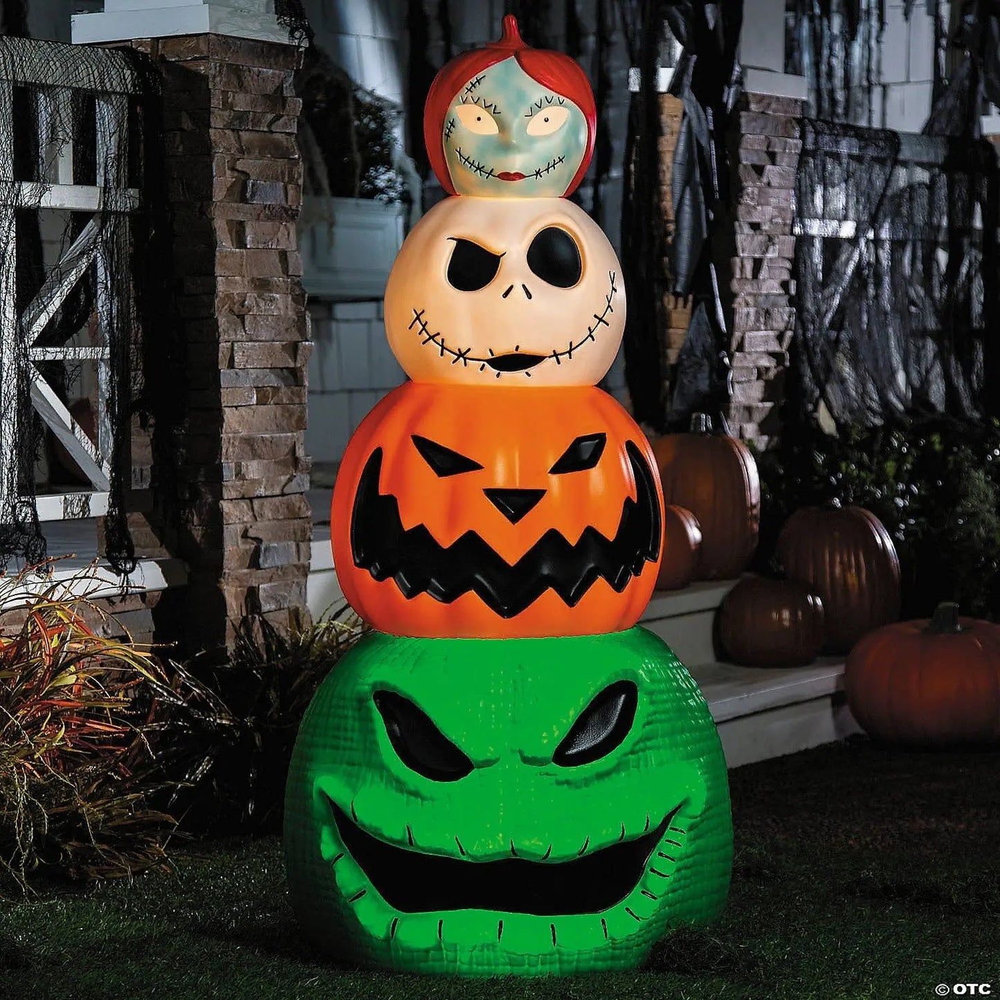 49" Lighted Pumpkin Stack - Jack Sally Oogie Boogie