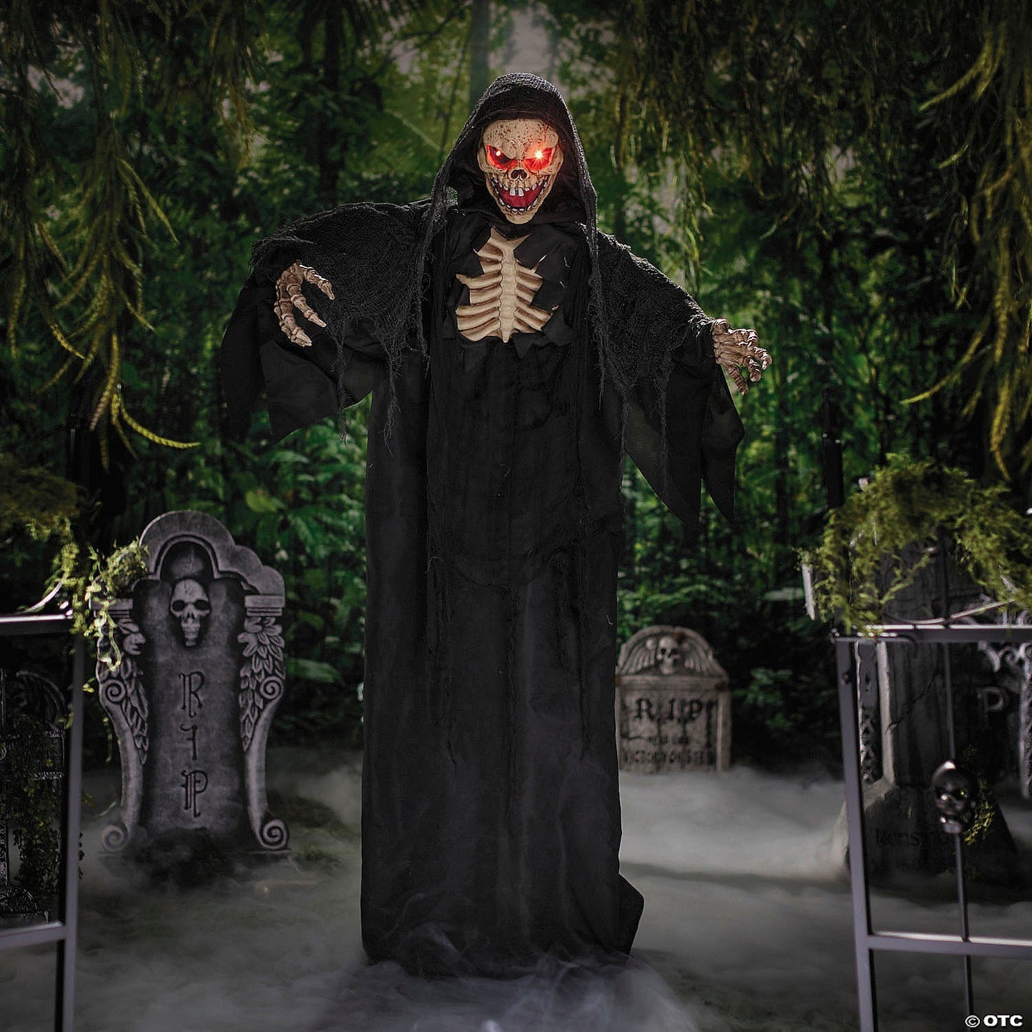 5.10 Ft Animated Skeleton Reaper Halloween Haunted House Decor Grave Prop 2025