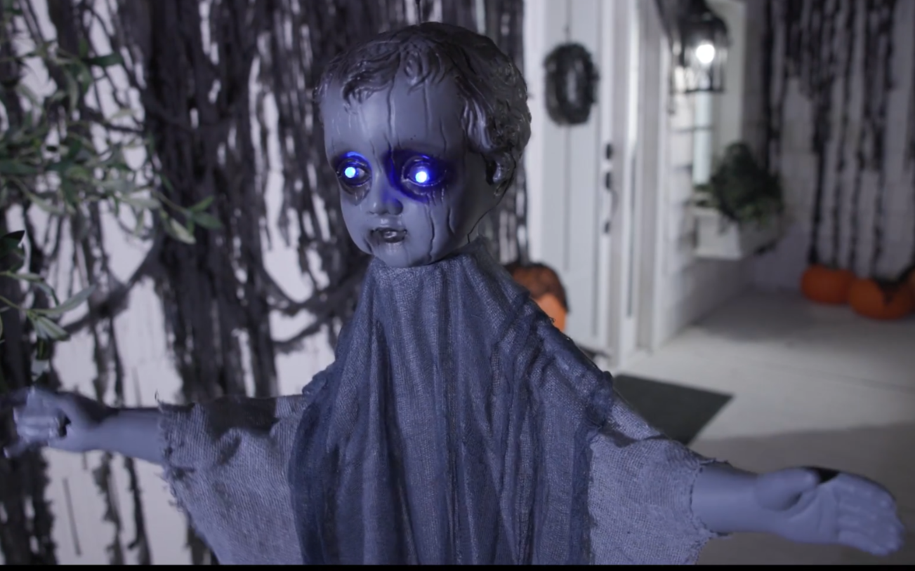 39" Hanging Animated Haunted Boy Doll Halloween Spirit Decoration Prop 2025