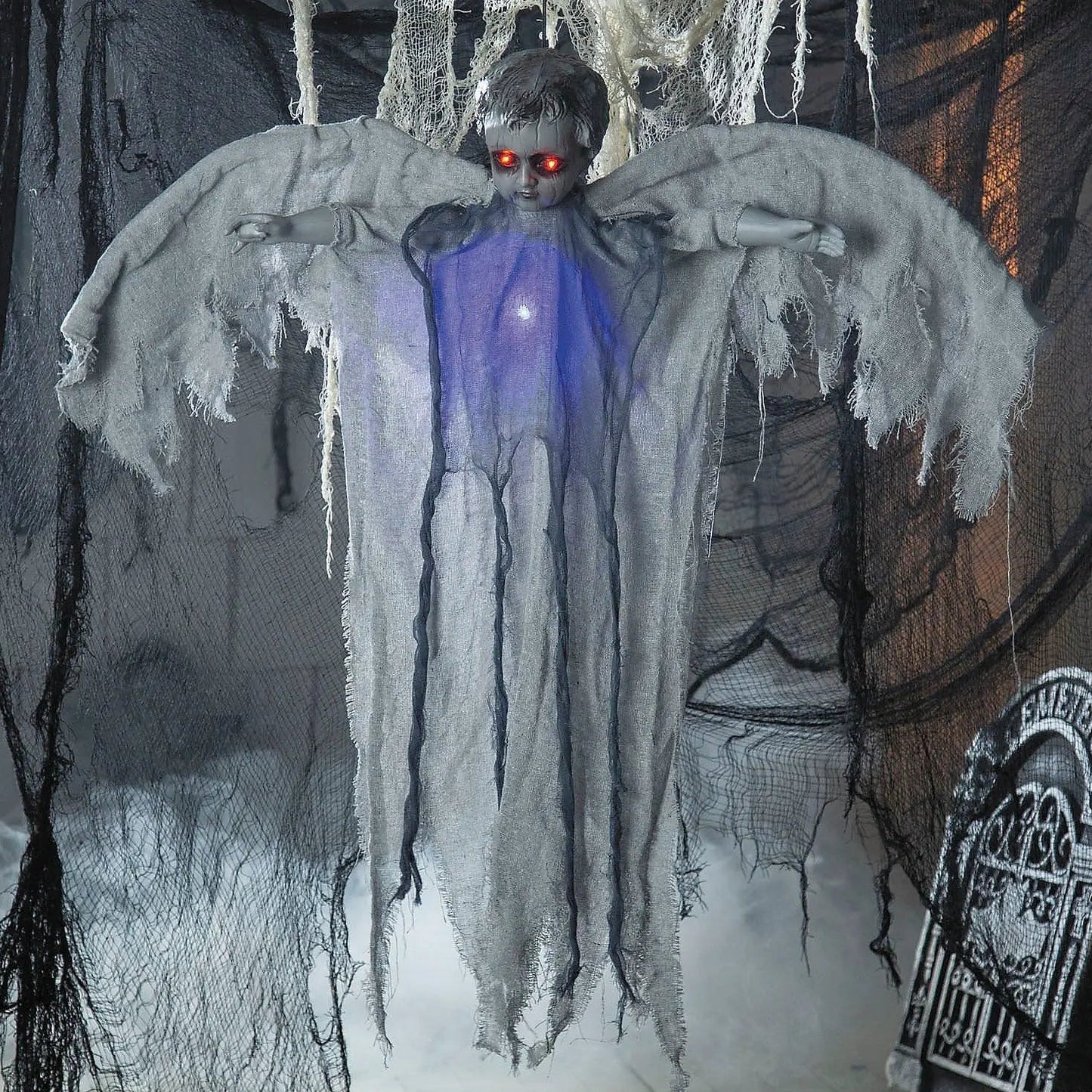 3 Ft Animated Graveyard Angel with Wings Halloween decoration prop