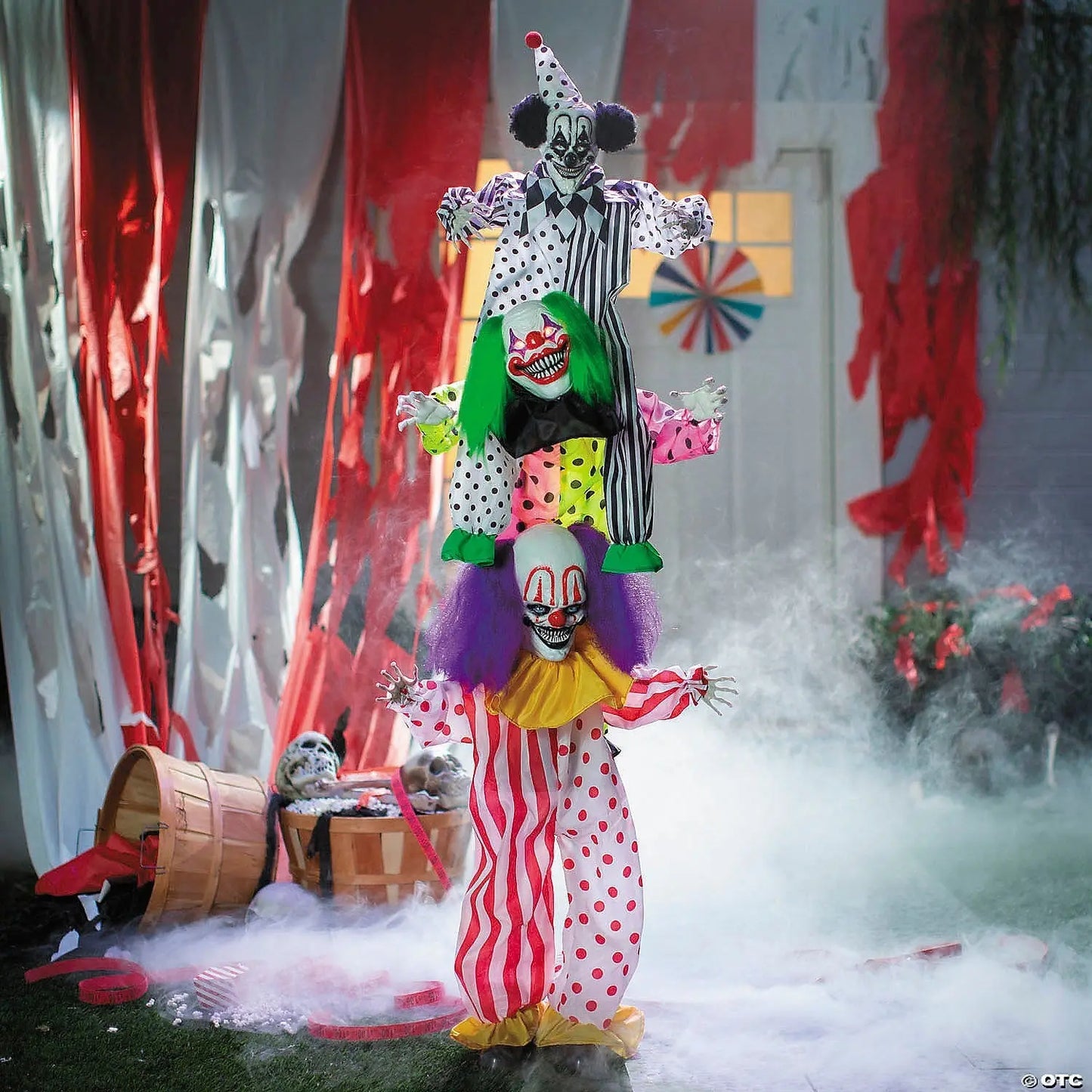 5 Ft 10" Evil Stacked Clowns