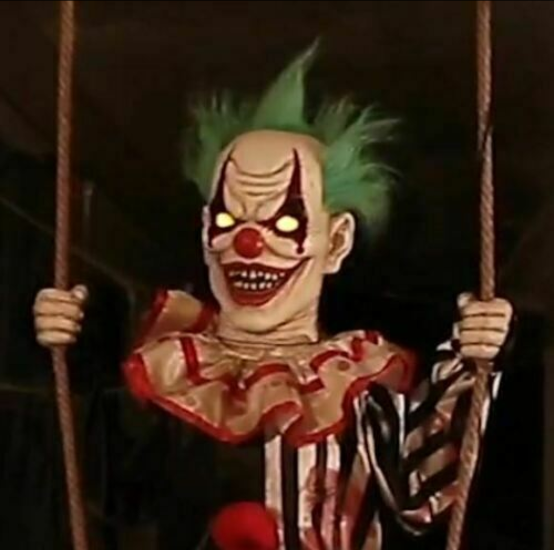 Life Size Swinging Chuckles Clown Animated Halloween Spirit Haunted Circus Prop