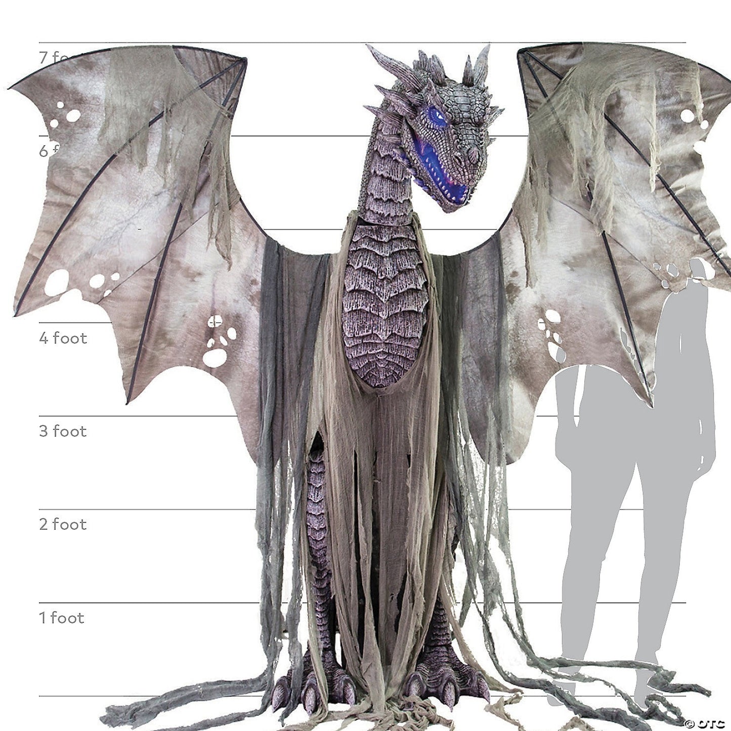 Life Size 7 Ft Winter Dragon Animatronic Outdoor Halloween Decoration Haunt Prop