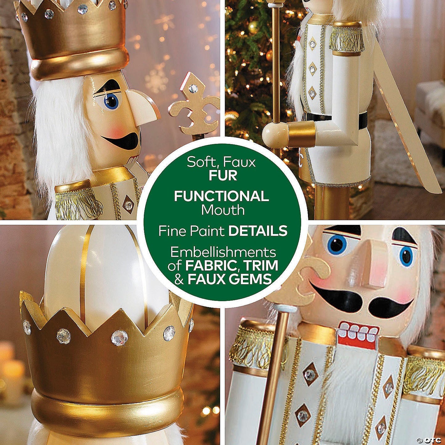 3 Ft Giant Nutcracker Toy Soldier Wood Christmas Outdoor Decoration Prop Gold
