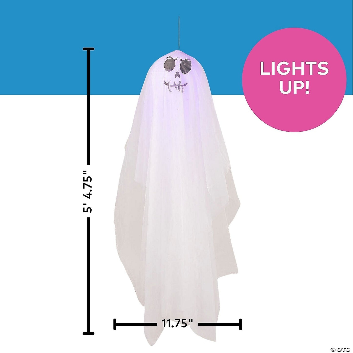 64" Light Up Smiling Ghost Lighted Halloween Outdoor Decoration Haunt Yard Prop