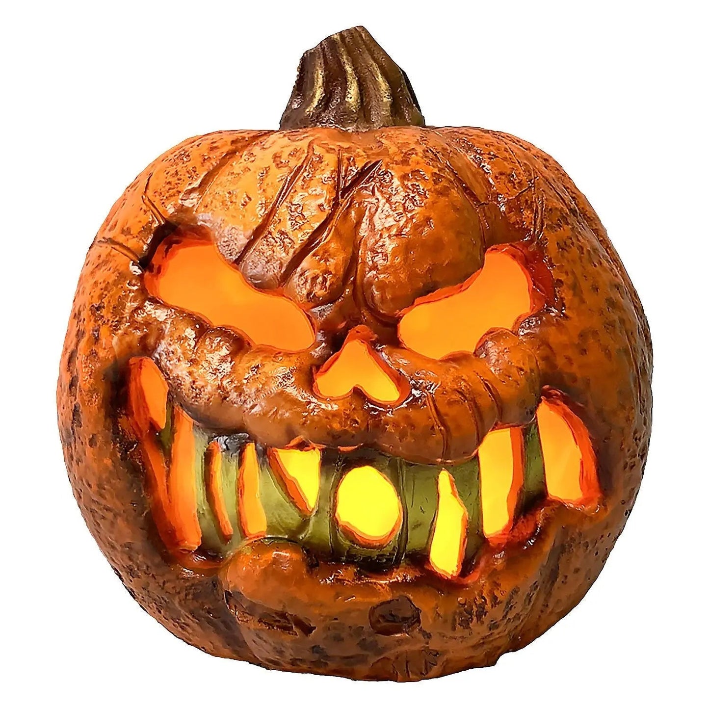 8" Rotten Flaming Pumpkin with Timer Halloween Decoration