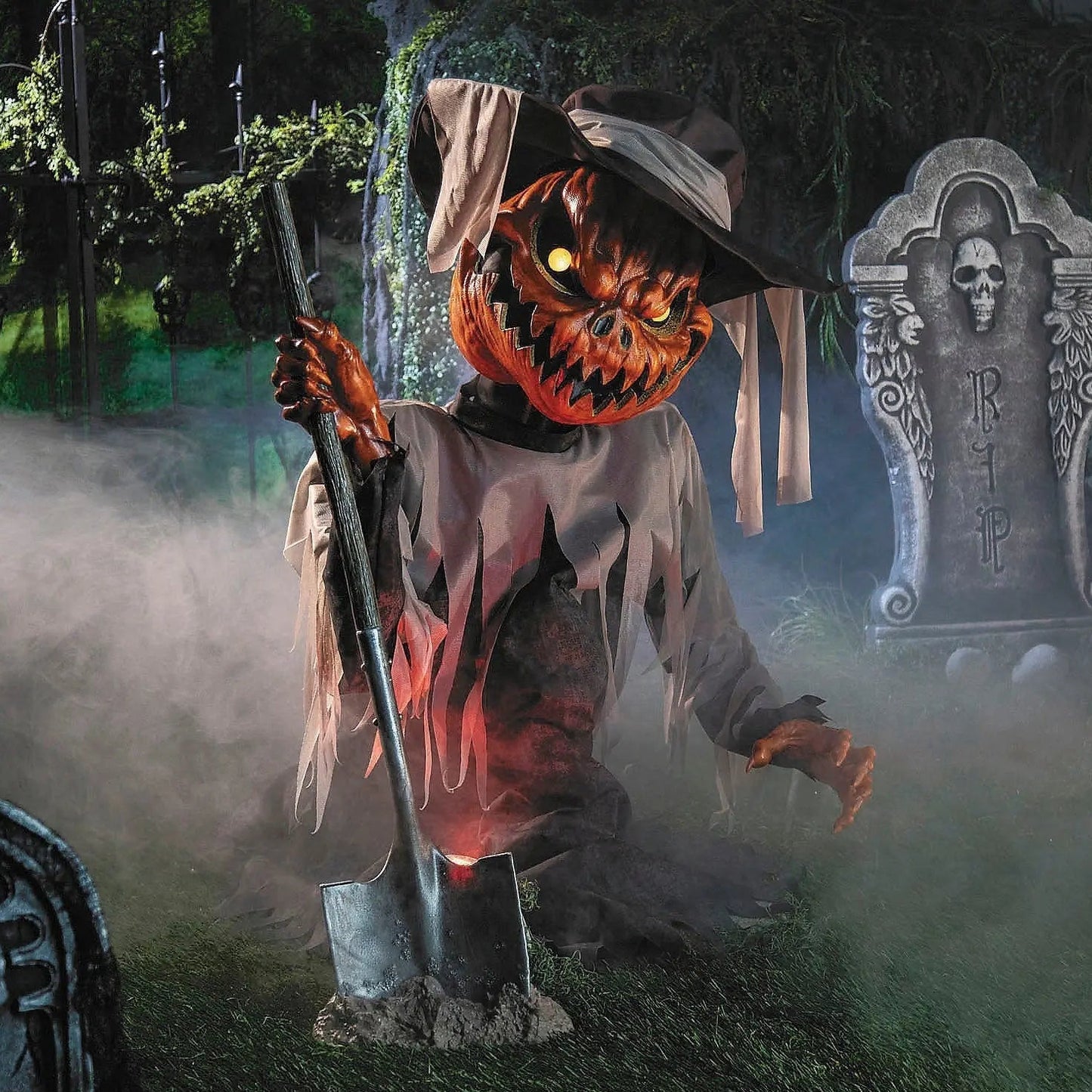 3 Ft Pop Up Pumpkin Scarecrow Animated Halloween Prop