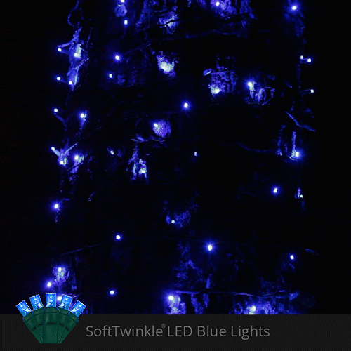 Soft Twinkle TM Animated Christmas Lights String Wide Angle Blue LED 17 Ft