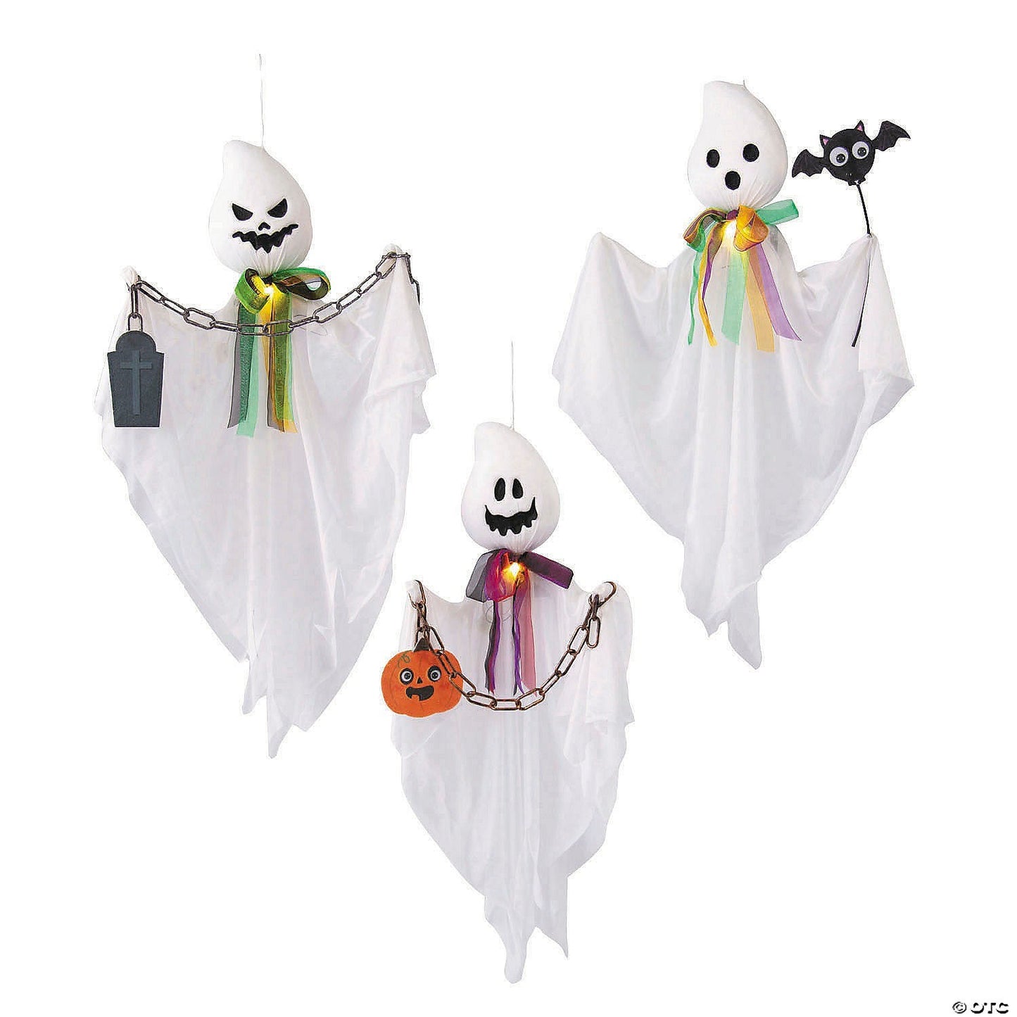27" Set of 3 Talking Lighted Ghosts Spirit Animated Halloween Decor Prop 2025