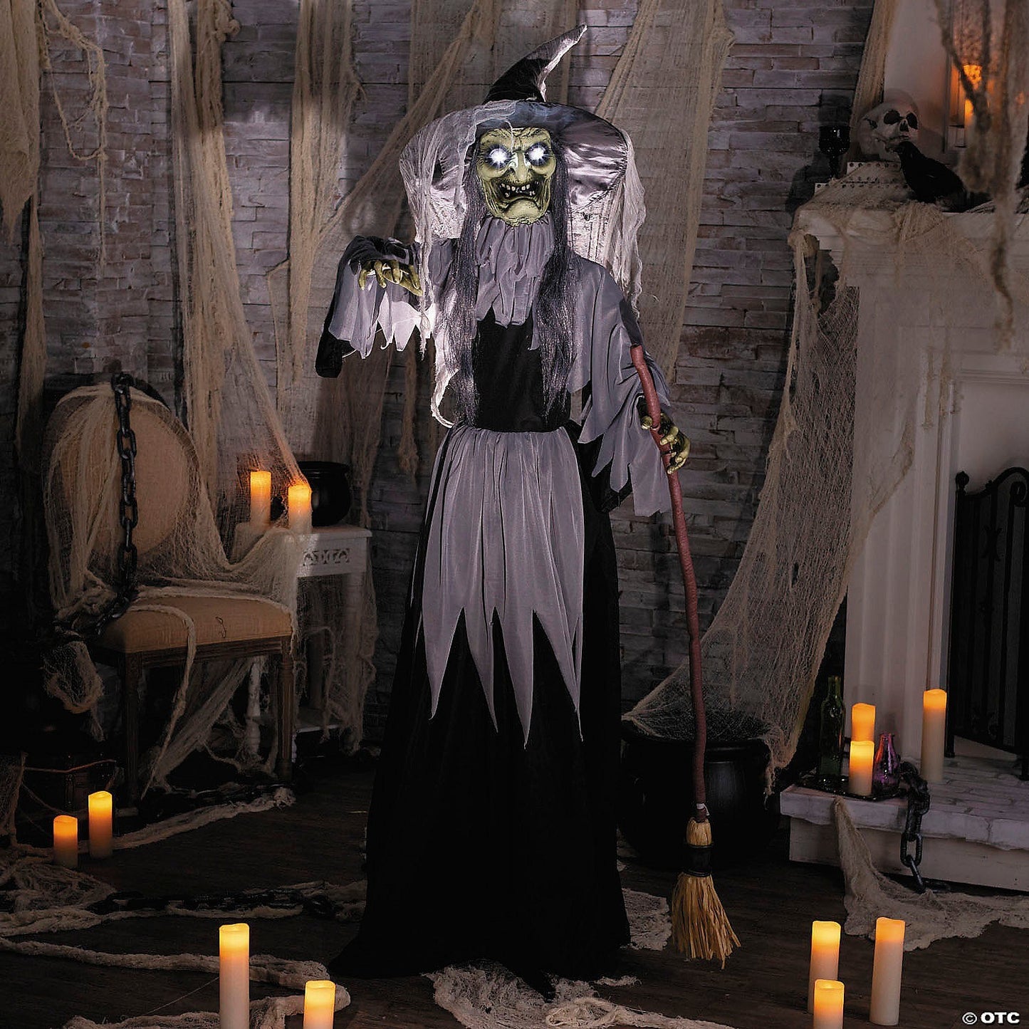 6 Ft Animated Witch with Broom Halloween Decoration Spirit Haunted Prop 2025