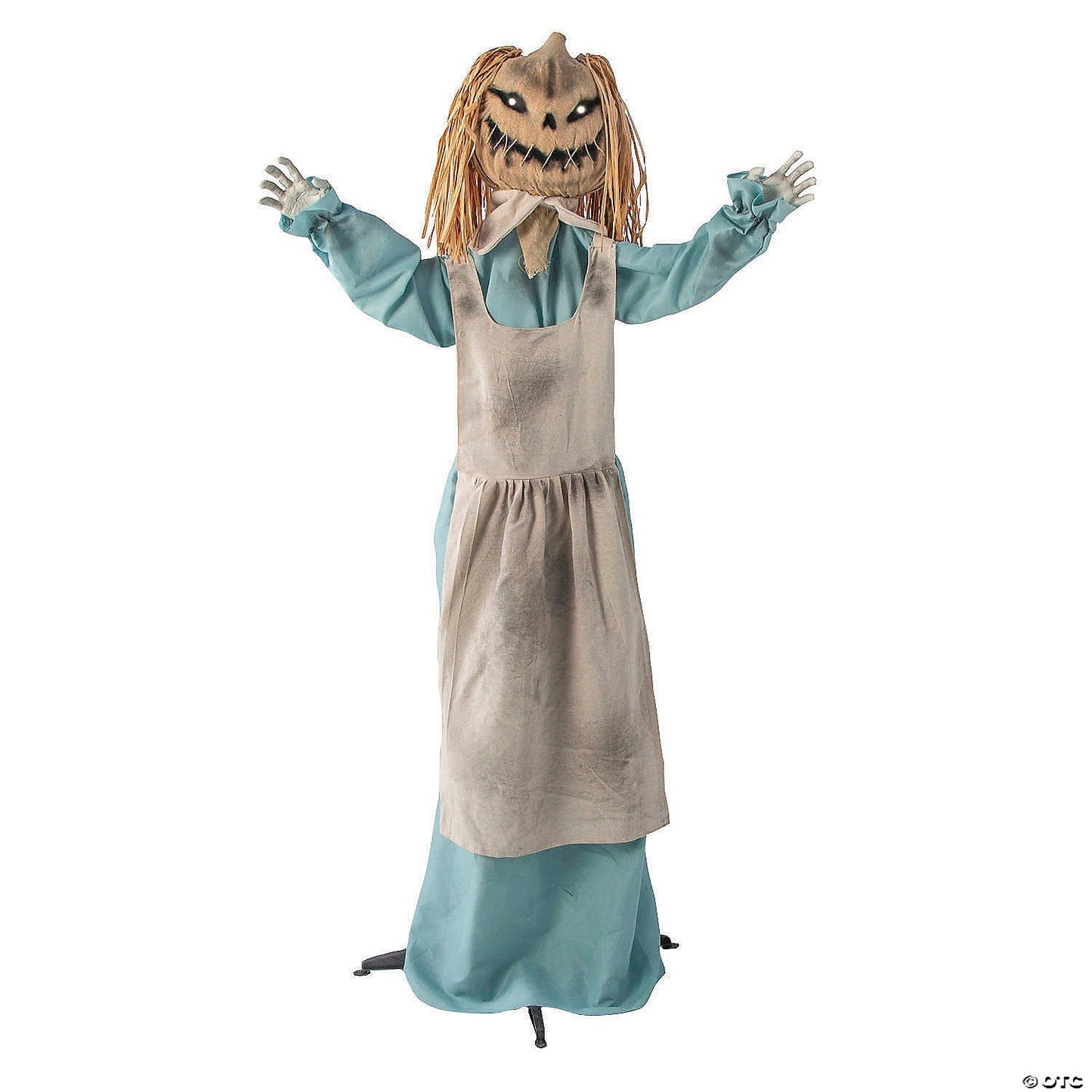 5.6 Ft Standing Pumpkin Girl Lighted Eyes Rustic Primitive Fall Halloween Decor