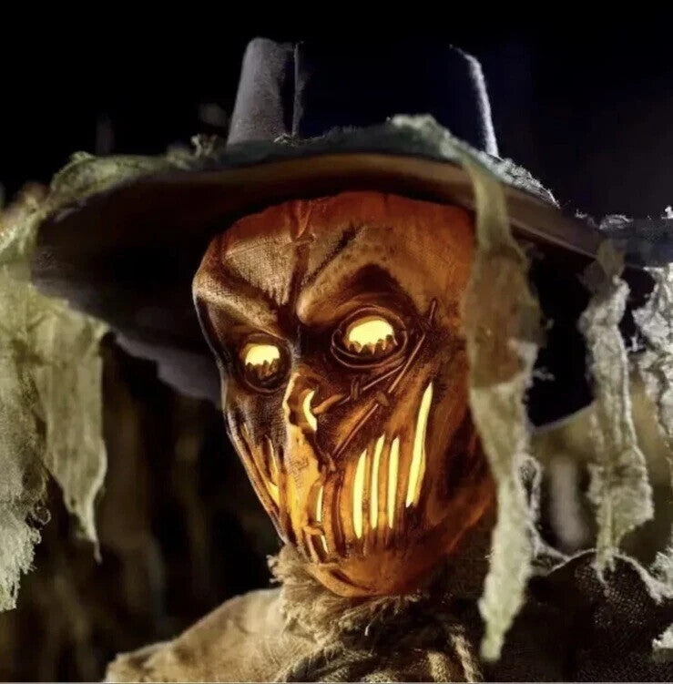 See Video! LifeSize Inferno Scarecrow Animated Halloween Haunted Prop Decoration