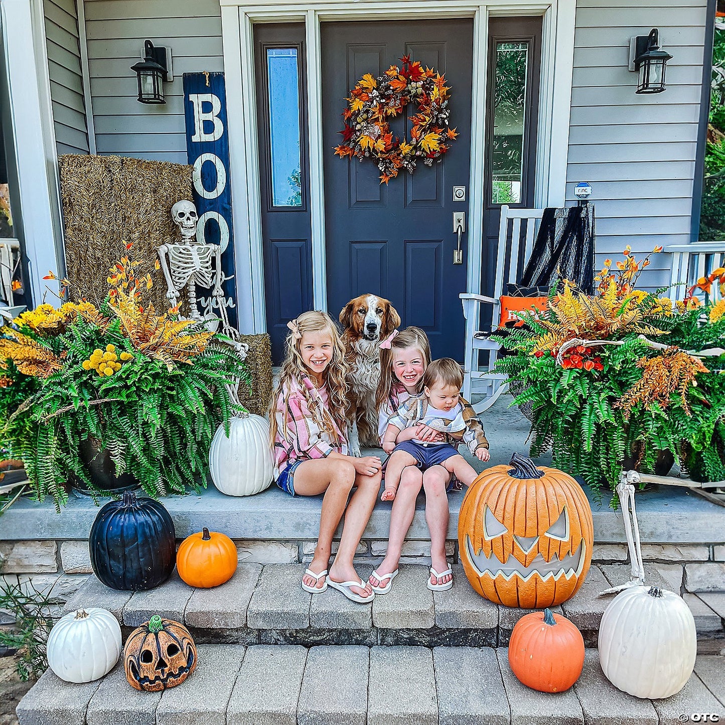 9" Resin Pumpkin Jack o Lantern Halloween Outdoor Indoor Haunt Decoration Prop