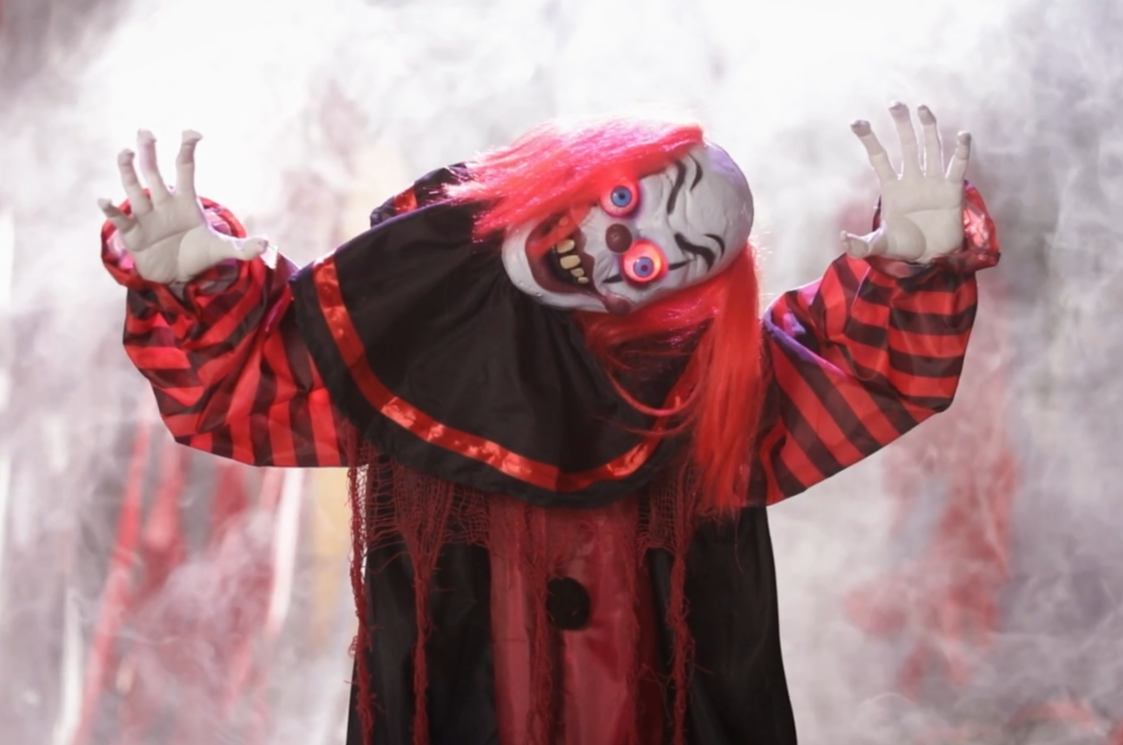5 Ft Animated Head Twisting Scary Clown Halloween Haunt Prop Decor Spirit 2025